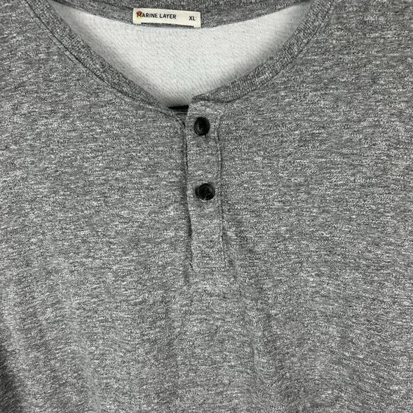 Marine Layer Henley Shirt Mens XL Gray Long Sleeve Pullover Casual Top - Picture 2 of 9